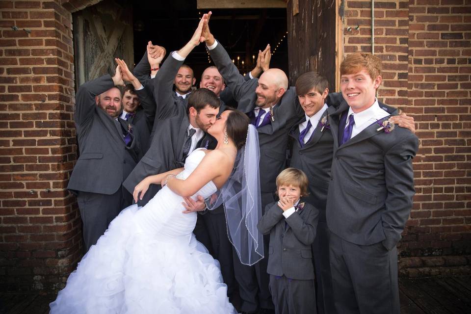 The couple and groomsmen