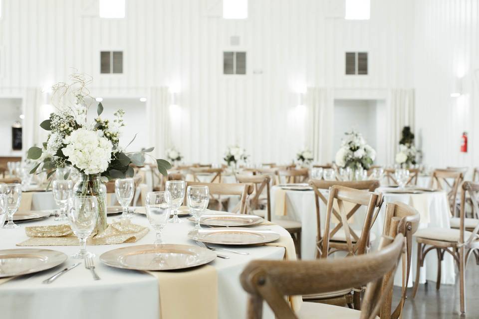 White reception setup