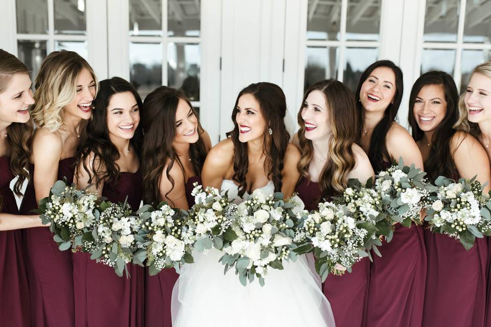 Bride and bridesmaids