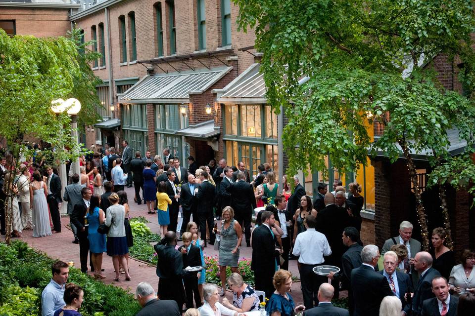 Cocktails in courtyard