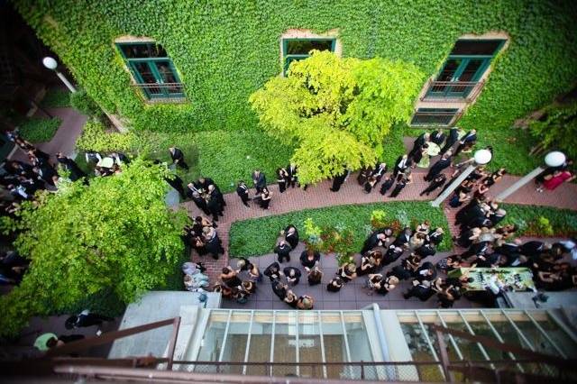 Cocktails in Ivy Room courtyard