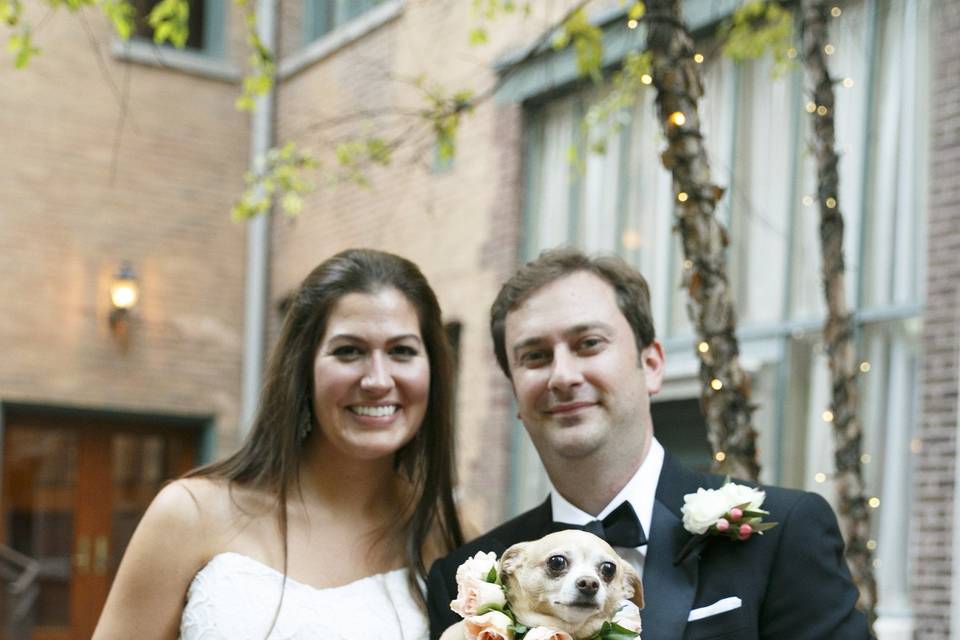 Couple and dog in Ivy Room courtyardPhoto Credit: Husar Photographyhttp://www.husarphotography.com/