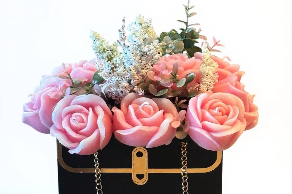 Luxury candle flowers in purse
