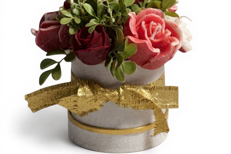 Beeswax flowers in white box