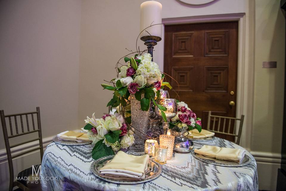 Table setup with centerpiece