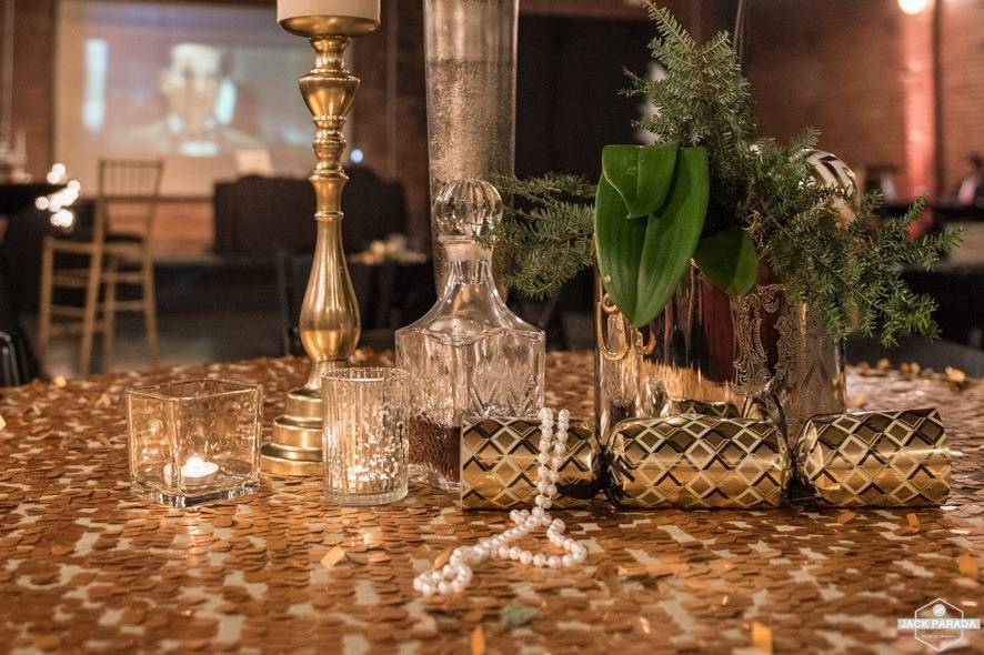 Table setup with candle centerpiece