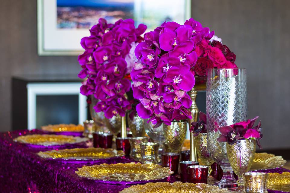 Table setup with centerpiece