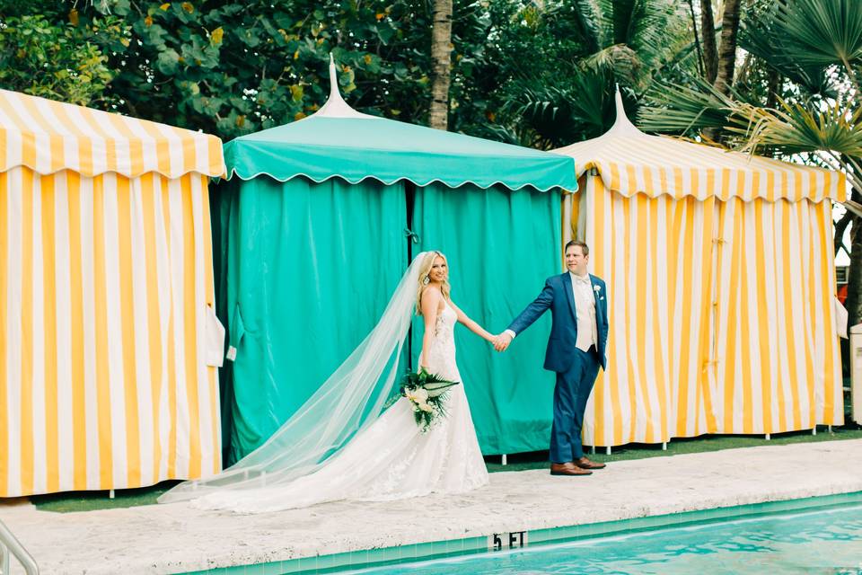 Colorful Poolside Cabanas