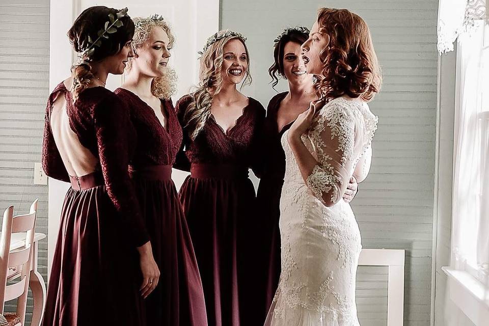 Bride and bridesmaids