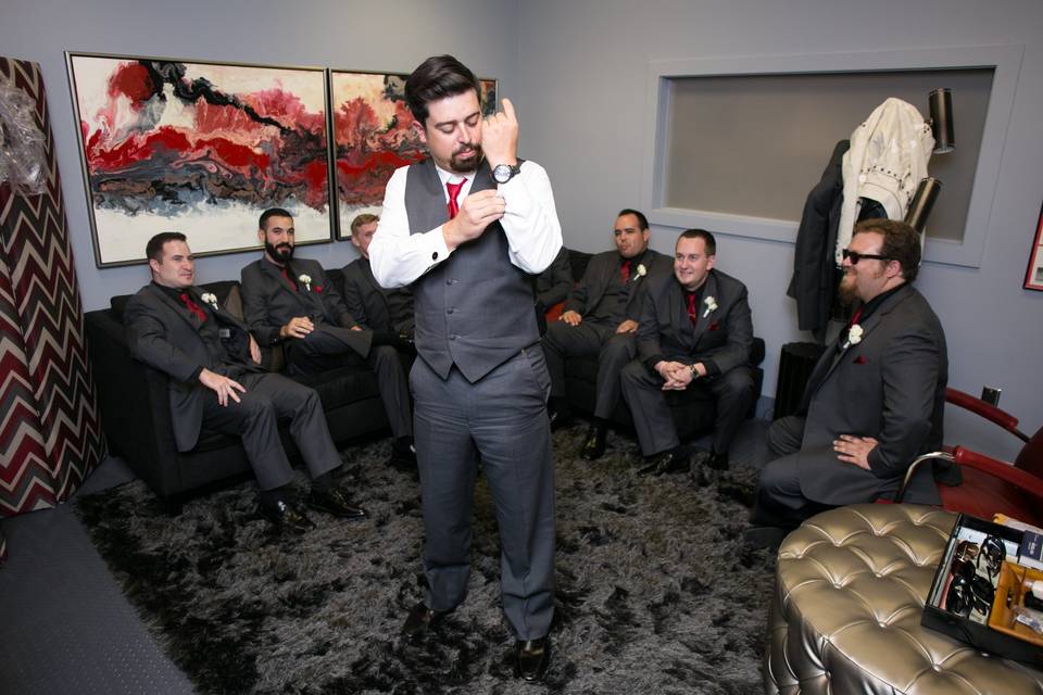 Green room for groomsmen