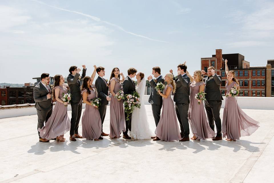 Rooftop wedding party