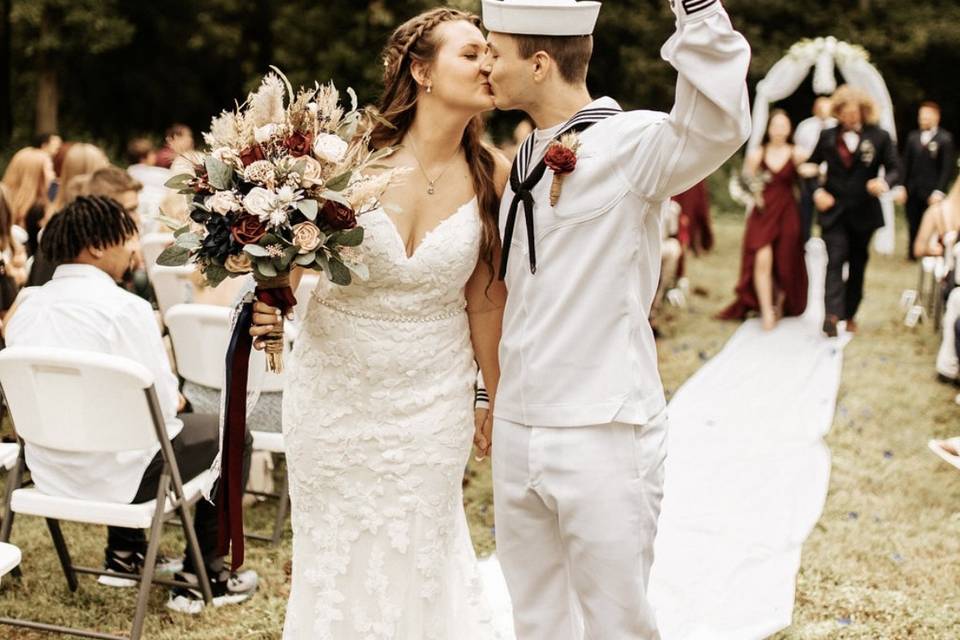 Navy Groom and Bride