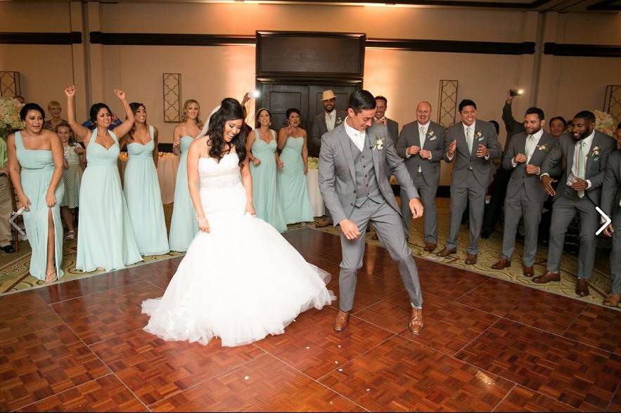 Bride with groomsmen