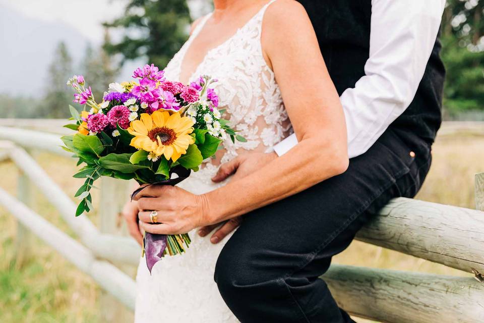 Detail shot of wedding bouquet
