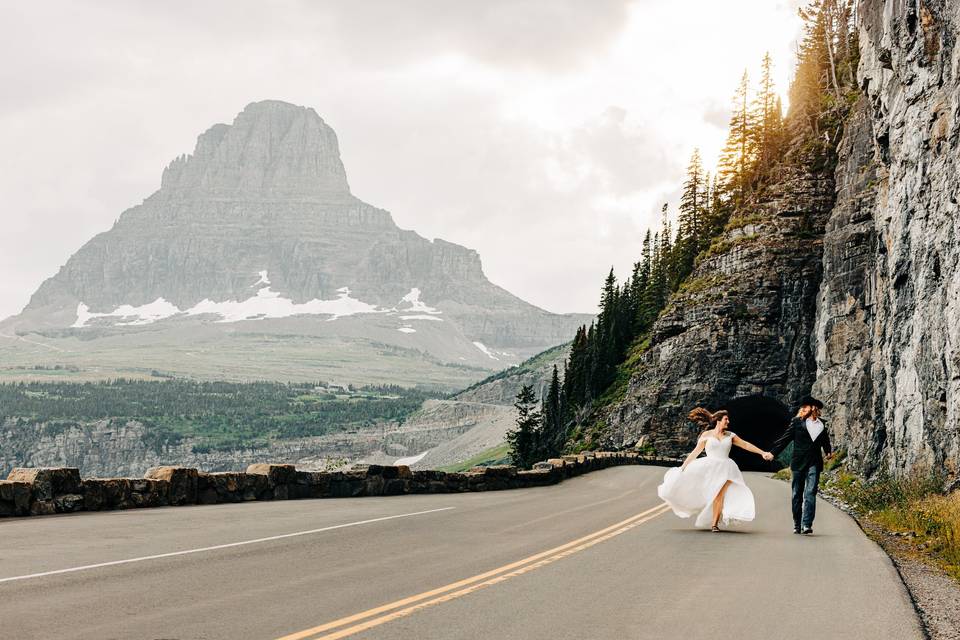 Bride & groom running at GNP