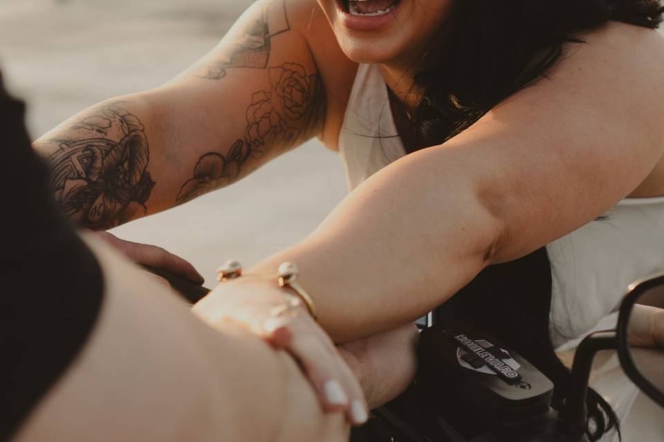 Edgy motorcycle engagement