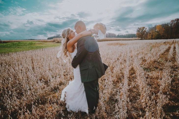 Fall skies and corn fields