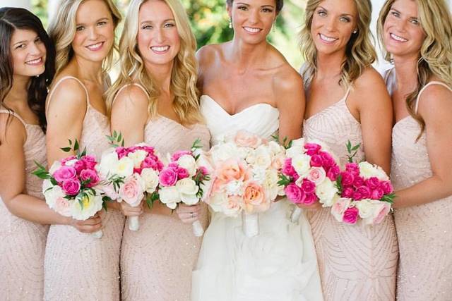 The bride with her bridesmaids