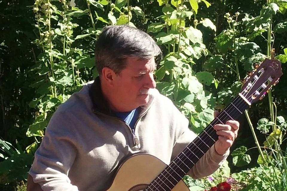 Guitar performance by the garden