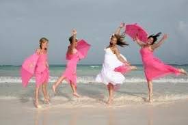 The bride with her bridesmaids