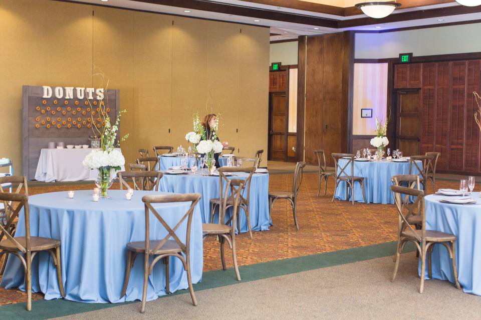 Blue reception tables