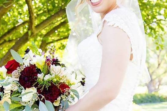 Bride and bouquet