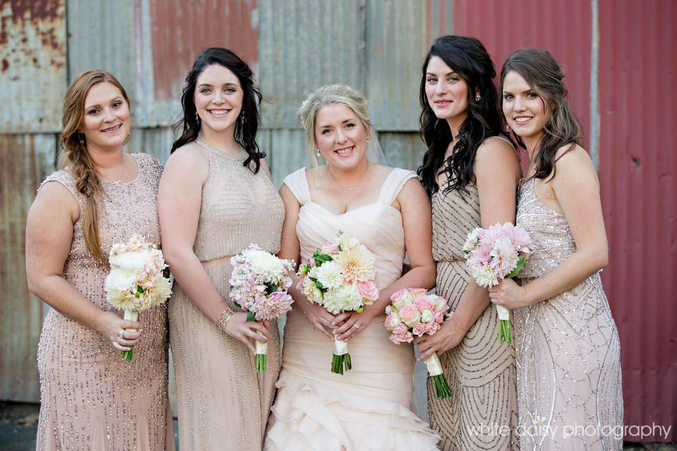 Bride along with bridesmaids