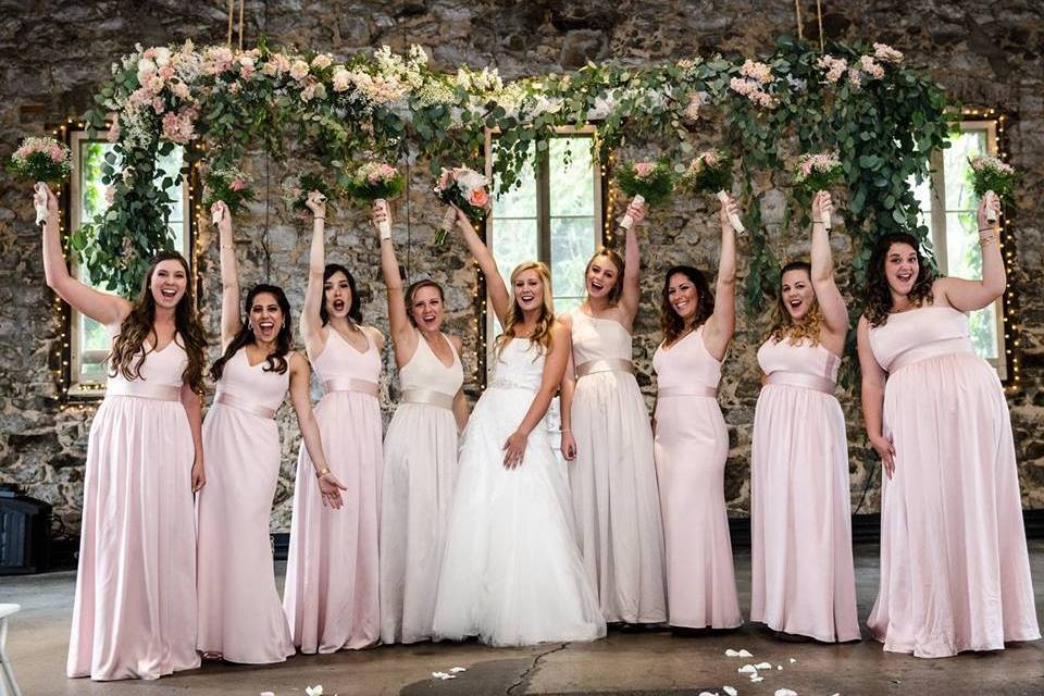 Bride with bridesmaids