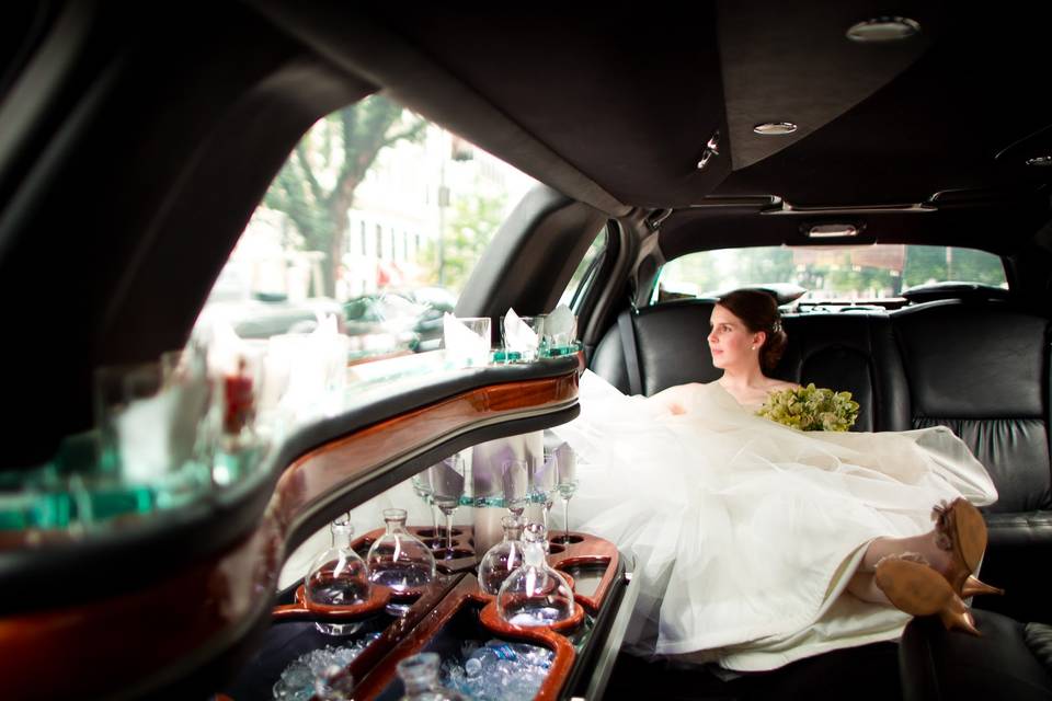 Limousine ride for bride
