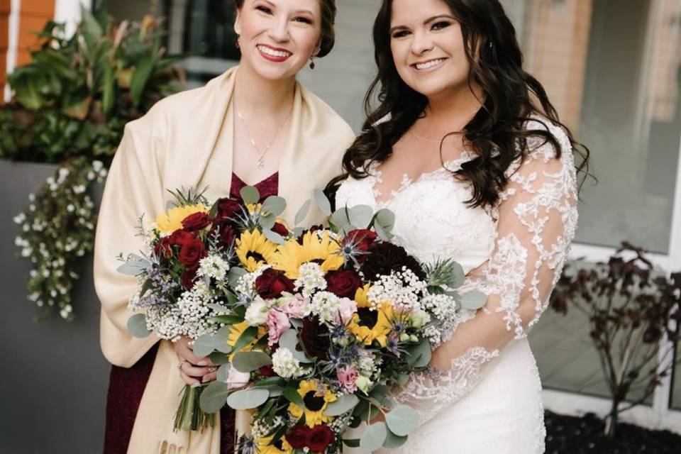 Bride with bridesmaid