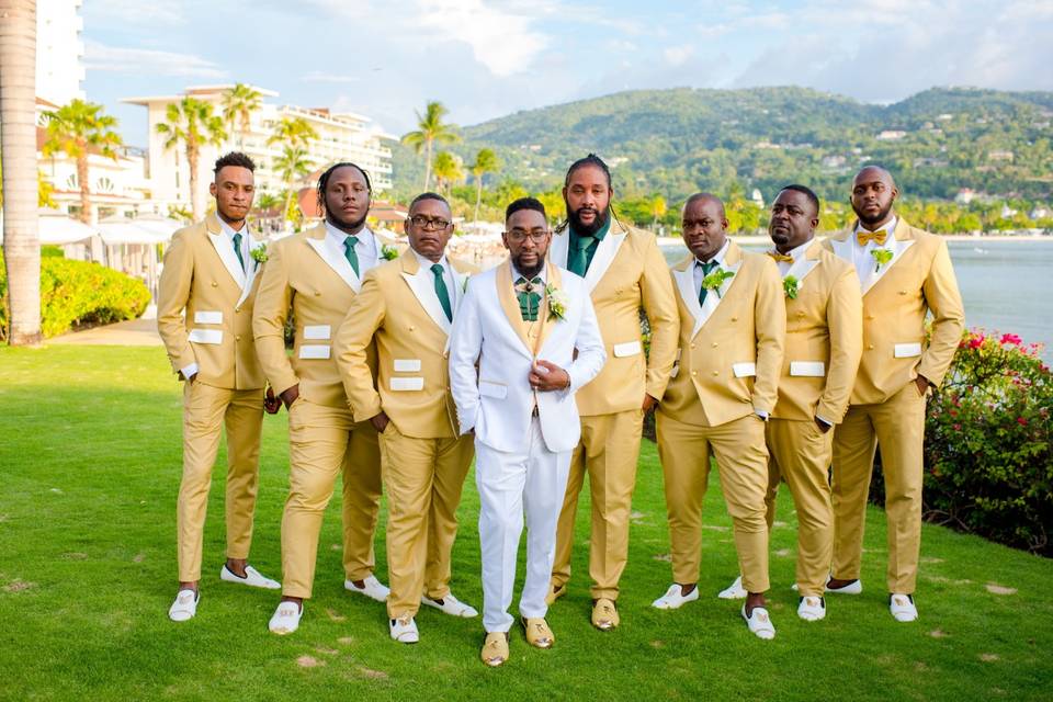 Gold groomsmen suit