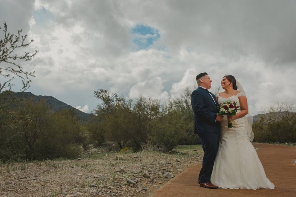 Wedding session and clouds