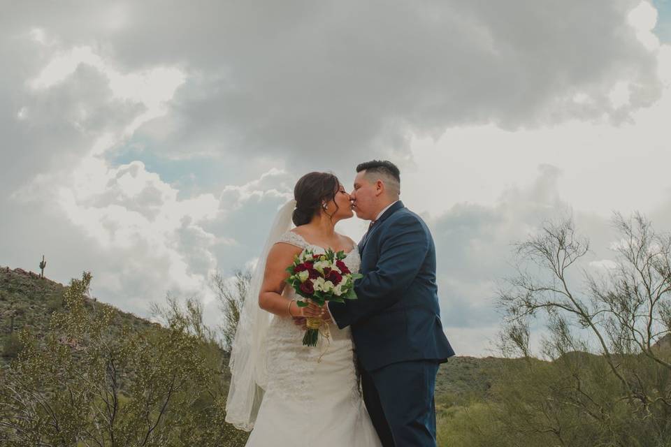 Wedding session and clouds