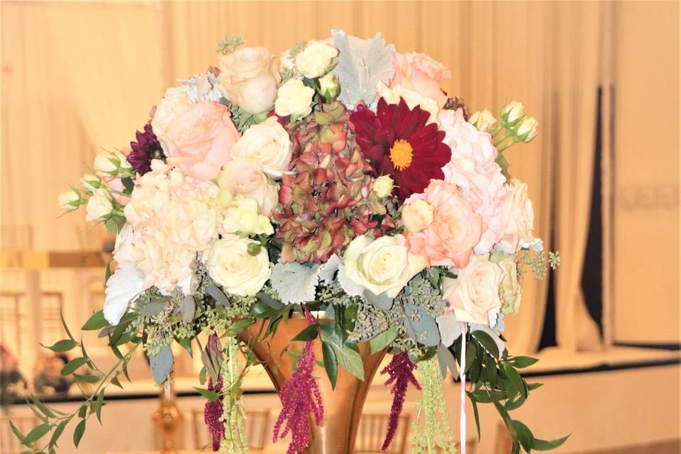 Raised floral centerpiece