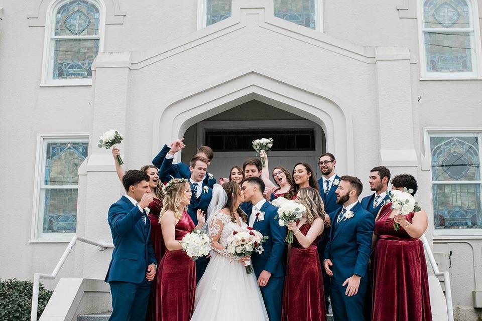 Cheers to the couple at church