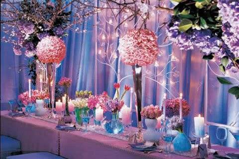 Table setup with centerpiece