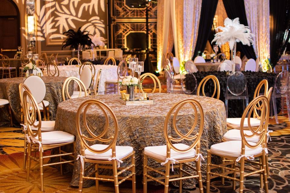 Elegant tables set for guests