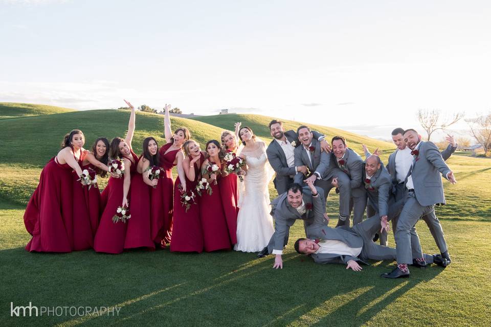 Burgundy & grey wedding