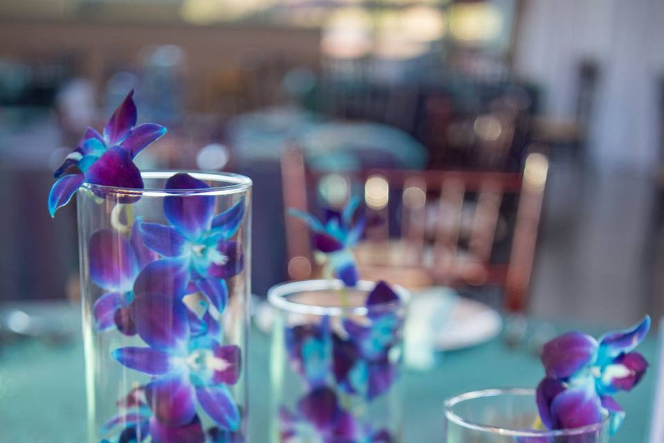 Blue orchid centerpieces
