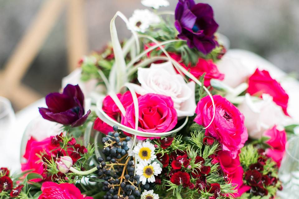 Bright pink centerpiece