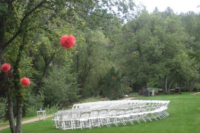 Outdoor wedding venue setup