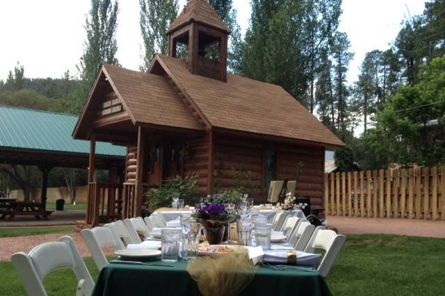 Table setup with flower centerpiece