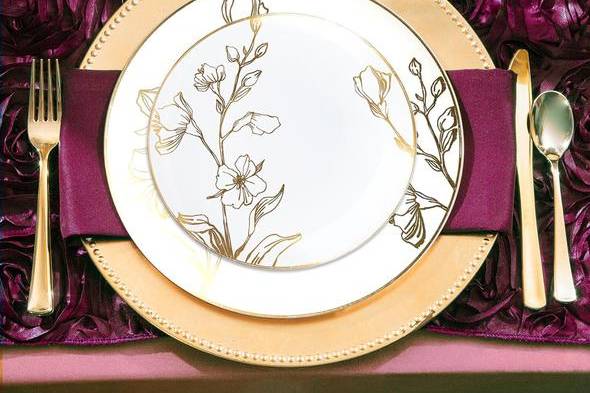 Gold floral tableware