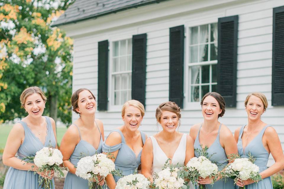 Dusty blue bridesmaids
