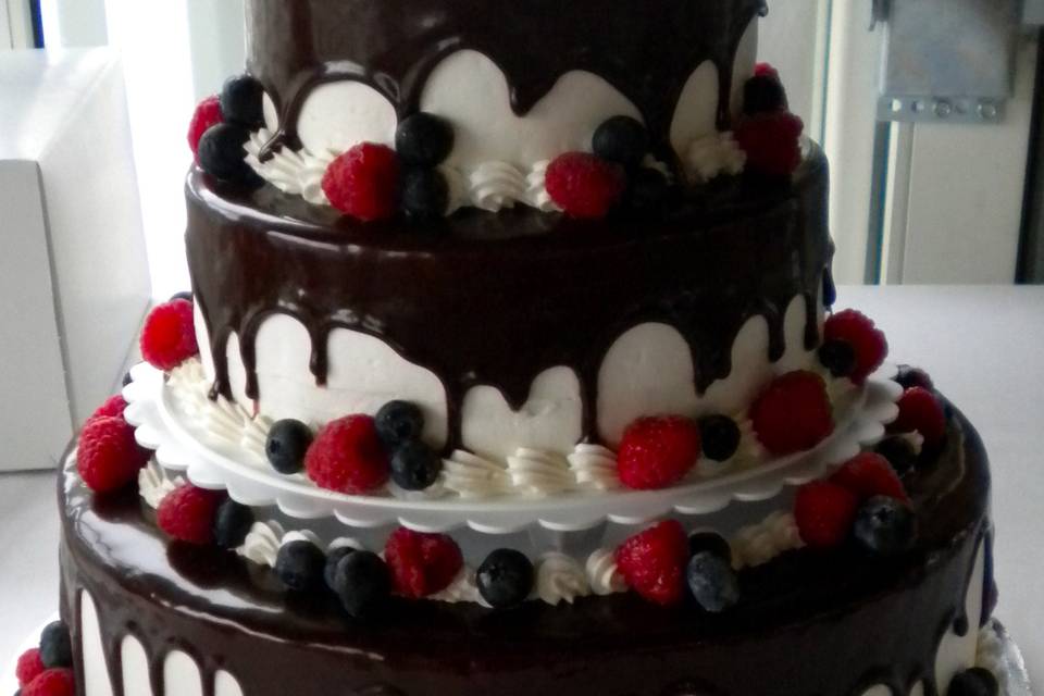 Dripping chocolate with berries design