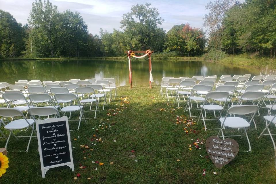 Ceremony facing the pond