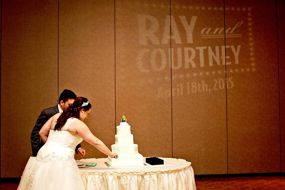 Couple cutting the cake