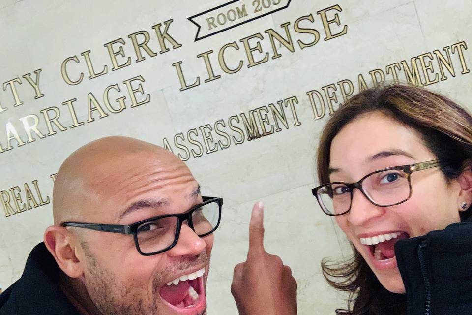Marriage License selfie