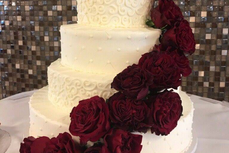 Wedding cake with floral decor