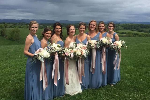 The bride with her bridesmaids